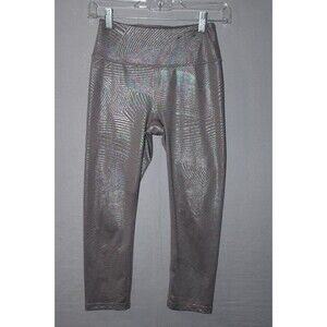 Fila Sport Leggings Womens XS Shiny Gray Ankle Stretch Active Workout Casual